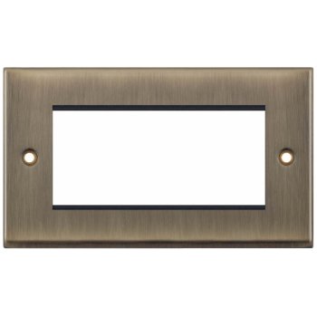 Selectric 7M-Pro Antique Brass 2 Gang Euro Plate with Quad Aperture