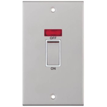Selectric 5M Satin Chrome 2 Gang 45A DP Switch with Neon and White Insert