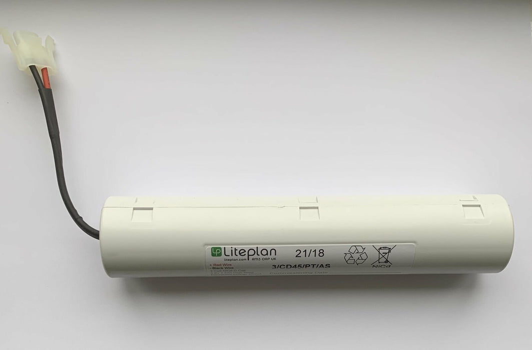 Liteplan 3/CD45/PT/AS 3.6V 4.5Ah Encased Battery c/w Leads and Plug  LITEPLAN - Easy Control Gear
