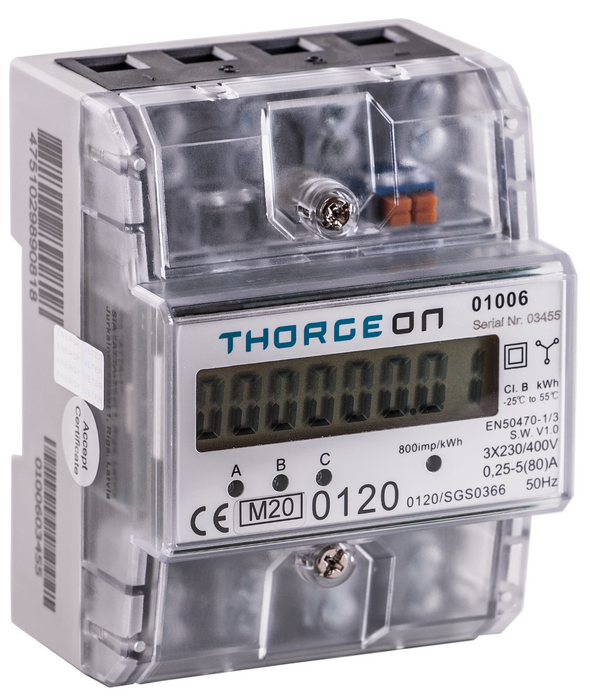 Thorgeon - 01006 3-Phase DIN Energy Meter 80A MID certificate