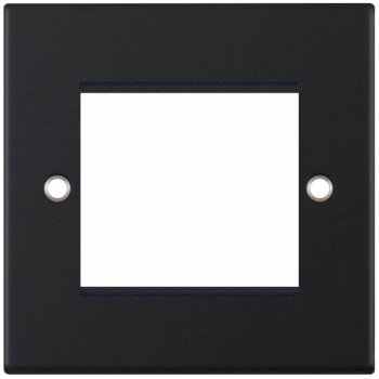 Selectric 5M Matt Black 1 Gang Euro Plate with Twin Aperture
