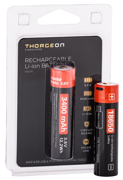 Thorgeon - 06016 Rechargeable Li-ion Batterie 3.7V 3400Mah