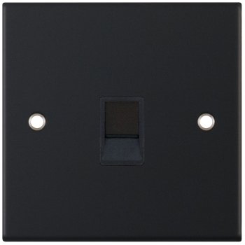 Selectric 5M Matt Black 1 Gang RJ11 Socket with Black Insert