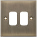 Selectric 5M GRID360 Antique Brass 2 Gang Faceplate