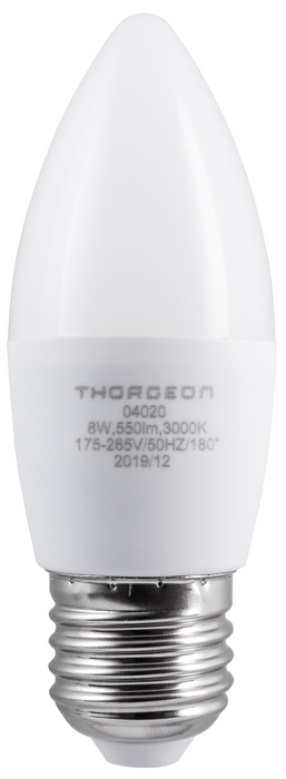 Thorgeon - 04020 LED Light bulb 8W E27 B35 3000K 550lm