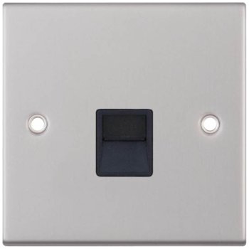 Selectric 5M Satin Chrome 1 Gang Telephone Master Socket with Black Insert