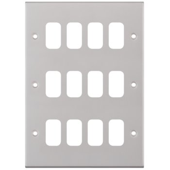 Selectric 5M GRID360 Satin Chrome 12 Gang Faceplate