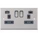 Selectric 7M-Pro Satin Chrome 2 Gang 13A Switched Socket with USB C and A Outlets - Grey Insert