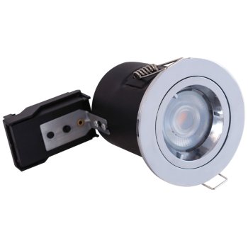 Selectric PushGlo Die-Cast Steel 50W Fixed GU10 Downlight with Polished Chrome Bezel