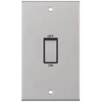 Selectric 5M Satin Chrome 2 Gang 45A DP Switch with Black Insert