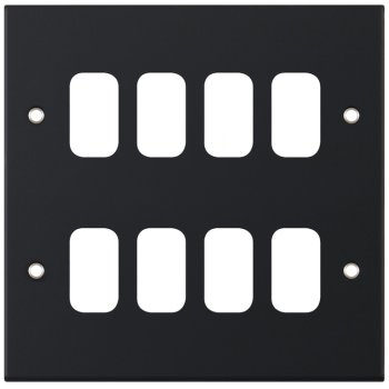Selectric 5M GRID360 Matt Black 8 Gang Faceplate
