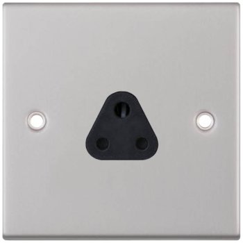 Selectric 5M Satin Chrome 1 Gang 2A Round Pin Socket with Black Insert