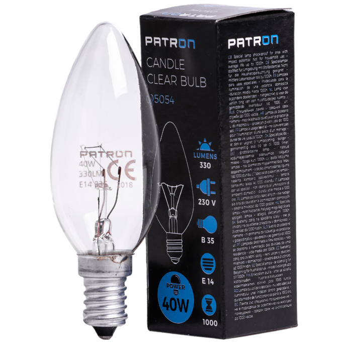 Patron - 05054 Incandescent Bulb E14 40W B35 230V CL