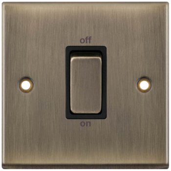 Selectric 7M-Pro Antique Brass 1 Gang 45A DP Switch with Black Insert