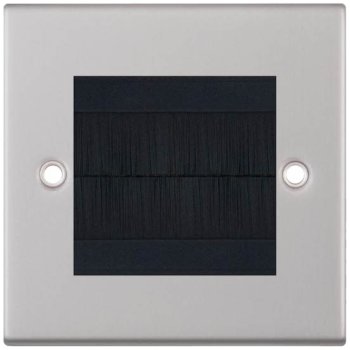 Selectric 5M Satin Chrome 1 Gang Brush Plate with Black Brush