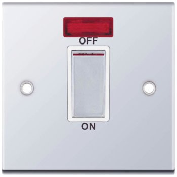 Selectric 5M Polished Chrome 1 Gang 45A DP Switch with Neon and White Insert