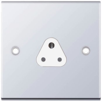 Selectric 5M Polished Chrome 1 Gang 2A Round Pin Socket with White Insert