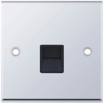 Selectric 7M-Pro Polished Chrome 1 Gang Telephone Secondary Socket with Black Insert