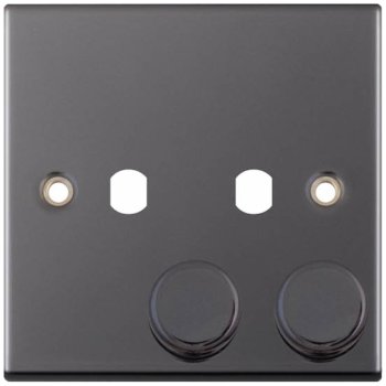 Selectric 5M Black Nickel 1 Gang Twin Aperture Dimmer Plate with Matching Knobs