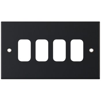Selectric 5M GRID360 Matt Black 4 Gang Faceplate