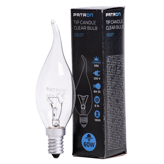 Patron - 05037 Incandescent Bulb E14 60W BA35 230V CL