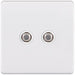Selectric 5M-Plus Matt White 2 Gang Satellite Socket with White Insert