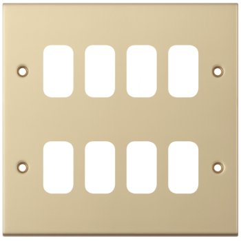 Selectric 5M GRID360 Satin Brass 8 Gang Faceplate