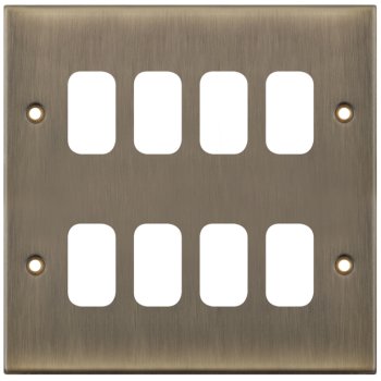 Selectric 5M GRID360 Antique Brass 8 Gang Faceplate