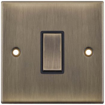 Selectric 5M Antique Brass 1 Gang 10A Intermediate Switch with Black Insert