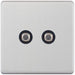 Selectric 5M-Plus Satin Chrome 2 Gang Satellite Socket with Black Insert