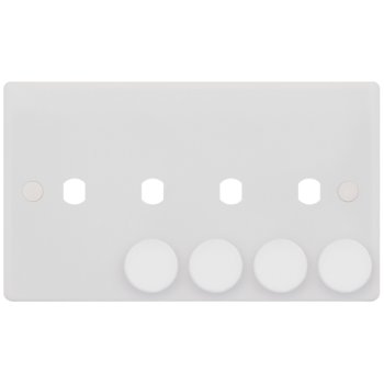 Selectric Smooth 2 Gang Quad Aperture Dimmer Plate with Matching Knobs