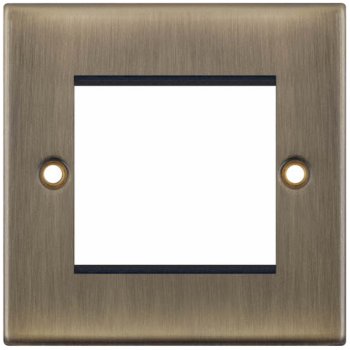 Selectric 5M Antique Brass 1 Gang Euro Plate with Twin Aperture