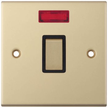 Selectric 5M Satin Brass 1 Gang 20A DP Switch with Neon and Black Insert