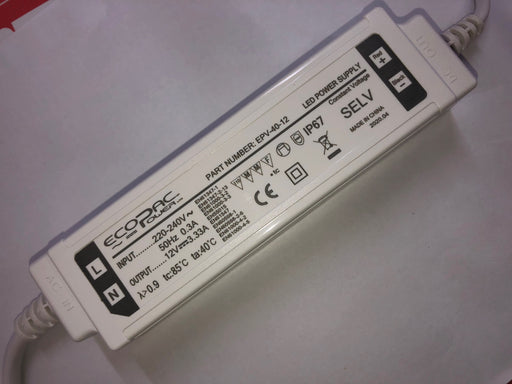 EPV-40-12  Series Non-dim Constant Voltage LED Drivers 40W/12v  Easy Control Gear - Easy Control Gear