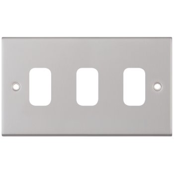 Selectric 5M GRID360 Satin Chrome 3 Gang Faceplate
