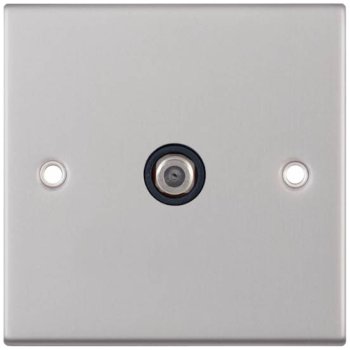 Selectric 5M Satin Chrome 1 Gang Satellite Socket with Black Insert