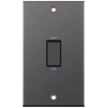 Selectric 5M Black Nickel 2 Gang 45A DP Switch with Black Insert