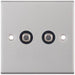 Selectric 5M Satin Chrome 2 Gang Satellite Socket with Black Insert