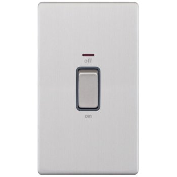 Selectric 5M-Plus Screwless Satin Chrome 2 Gang 45A DP Switch with Neon and Grey Insert