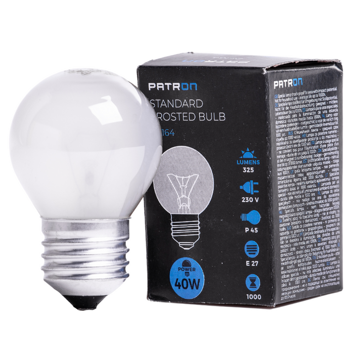 Patron - 05164 Incandescent Bulb E27 40W P45 230V FR