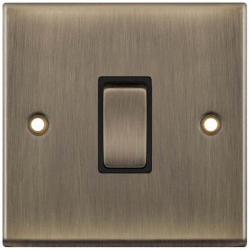 Selectric 7M-Pro Antique Brass 1 Gang 10A 2 Way Switch with Black Insert