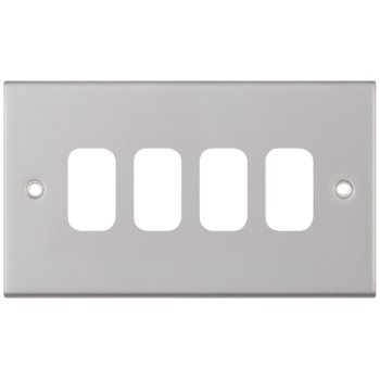 Selectric 5M GRID360 Satin Chrome 4 Gang Faceplate