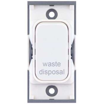 Selectric GRID360 White 20A DP Switch Module Marked ‘waste disposal’ with White Insert