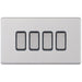 Selectric 5M-Plus Screwless Satin Chrome 4 Gang 10A 2 Way Switch with Grey Insert