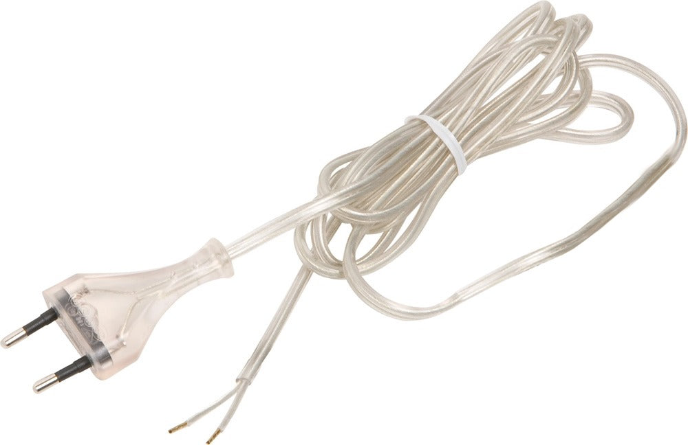 Thorgeon - 19038 Flat Cord 3m 2?—0.75mm?? 2.5A 250V~ IP20 EU Plug Transparent