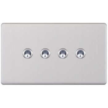 Selectric 5M-Plus Screwless Satin Chrome 4 Gang 10A 2 Way Toggle Switch