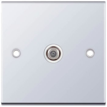 Selectric 5M Polished Chrome 1 Gang Satellite Socket with White Insert