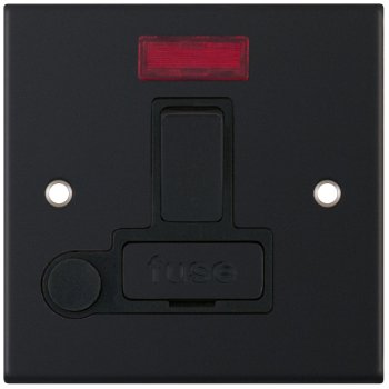 Selectric 5M Matt Black 13A DP Switched Fused Connection Unit with Flex Outlet, Neon, and Black Insert