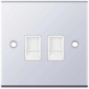 Selectric 5M Polished Chrome 2 Gang RJ45 Data Socket with White Insert