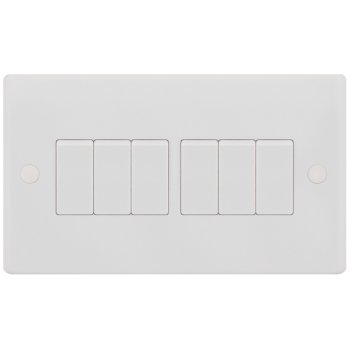 Selectric Smooth 6 Gang 10A 2 Way Switch